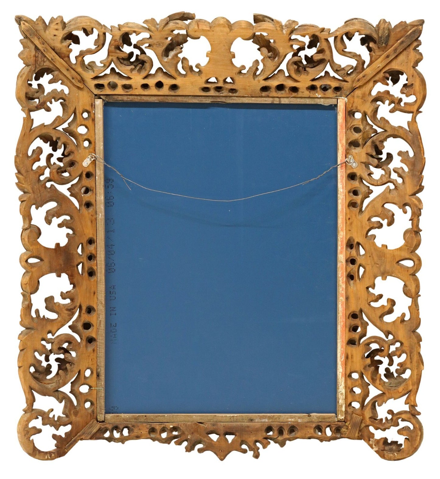 ORNATE BAROQUE STYLE SCROLLED FOLIATE CARVED MIRROR, 46"H