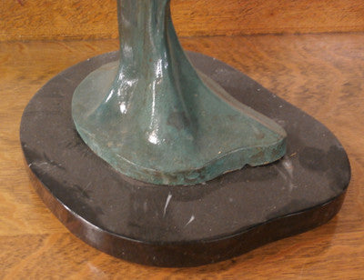Cast Bronze Patinated Fish Sculpture H 43" on a marble base