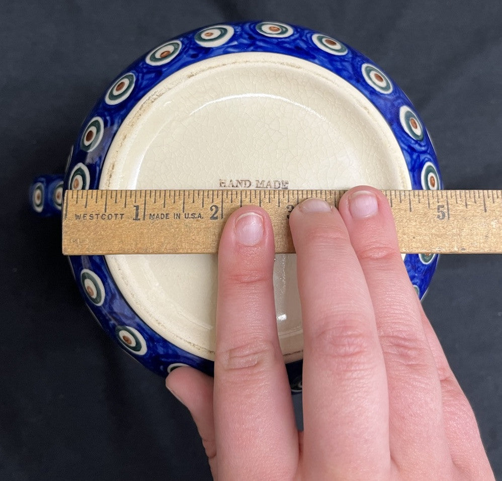 Boleslawiec Polish Pottery 56 oz Pitcher, Peacock Pattern, 7.5 in