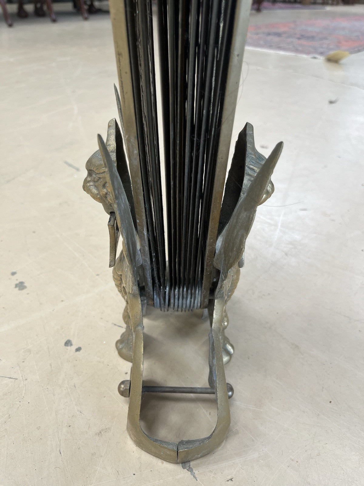 Gilt Brass Folding Peacock Firescreen Fire Screen w/ Bird Motif