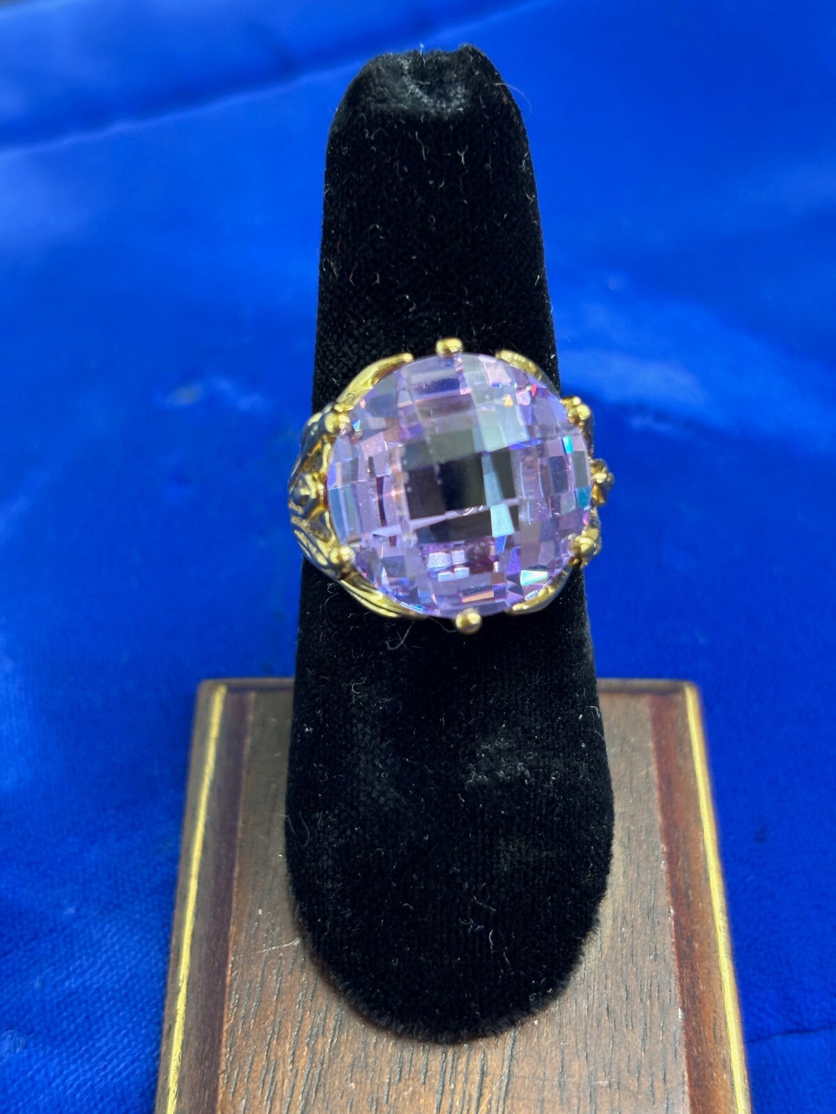 Sterling Silver 925 Gold Vermeil Purple Cushion Cut CZ Ring SZ 7