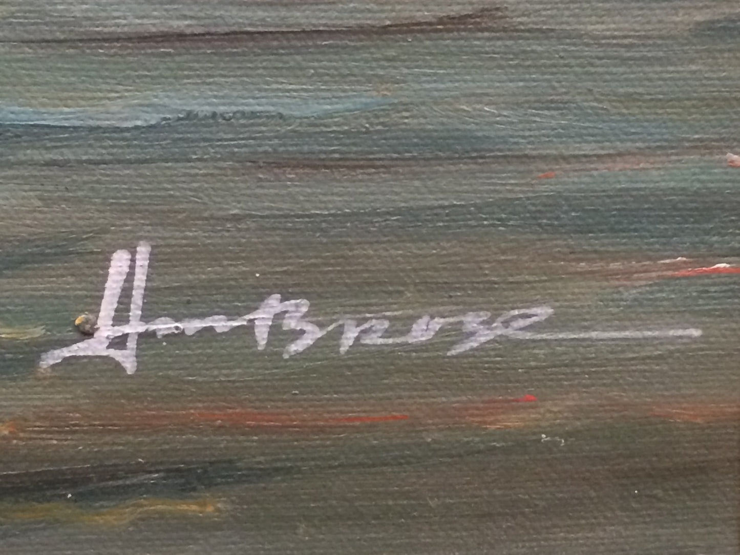 Vtg Oil Painting on Canvas Boats Ships in Harbor Signed Continental  W27" x  23"