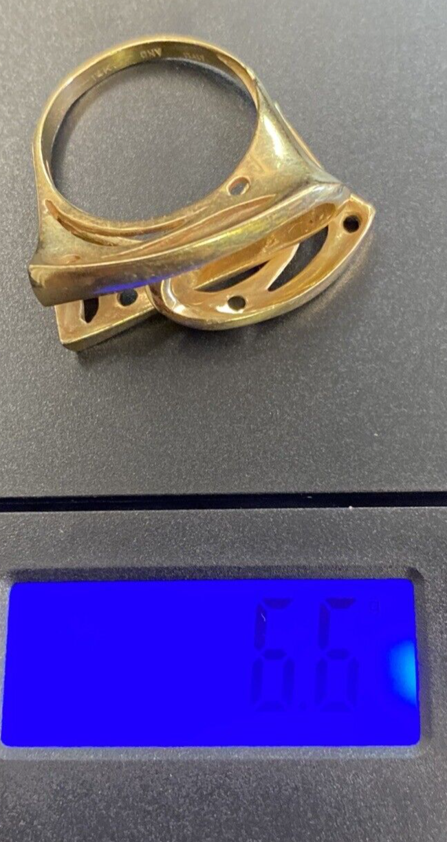14K Solid Yellow Gold  Modern Ring Italy 6.6 g Signed "AND"  size  7.75  CB5