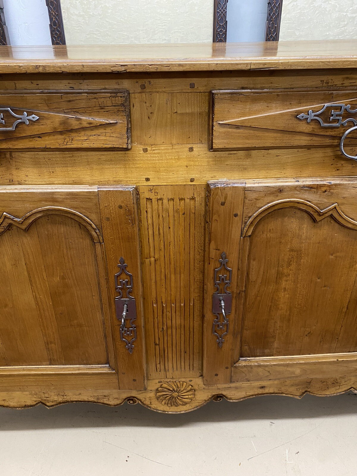 Antique 19th Century French Louis XV Cherry Buffet Chest Sideboard