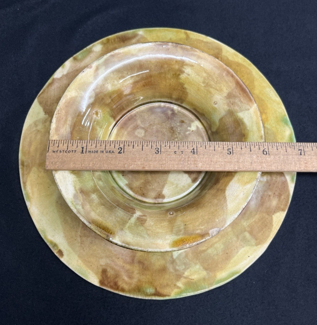 Vintage Majolica Begonia Leaf Pedestal Dessert/Serving Plate 9 1/4"