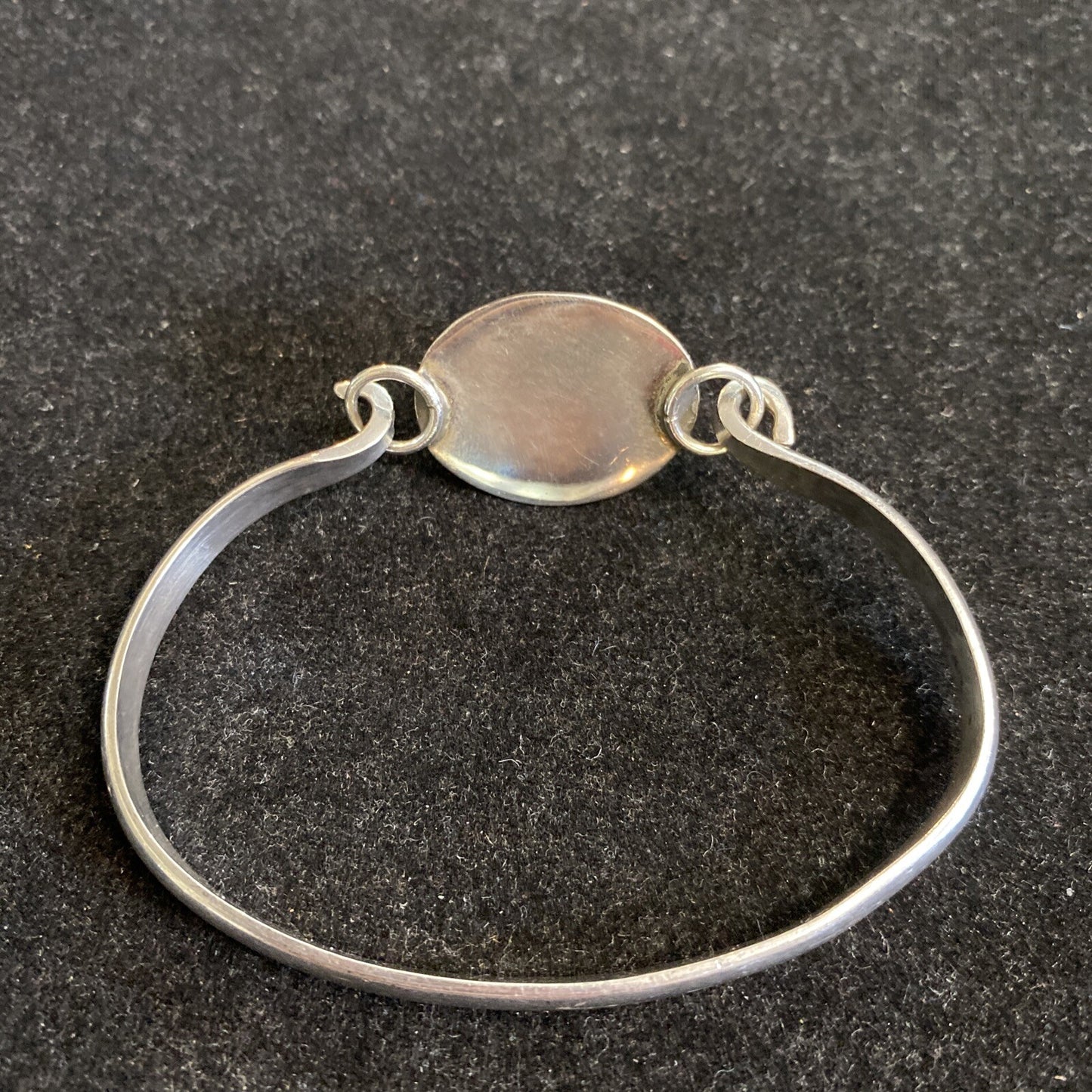 Handmade VTG Sterling & Gray Moby Pearl Bangle Bracelet Sz. 7 25.4g TESTED JM7