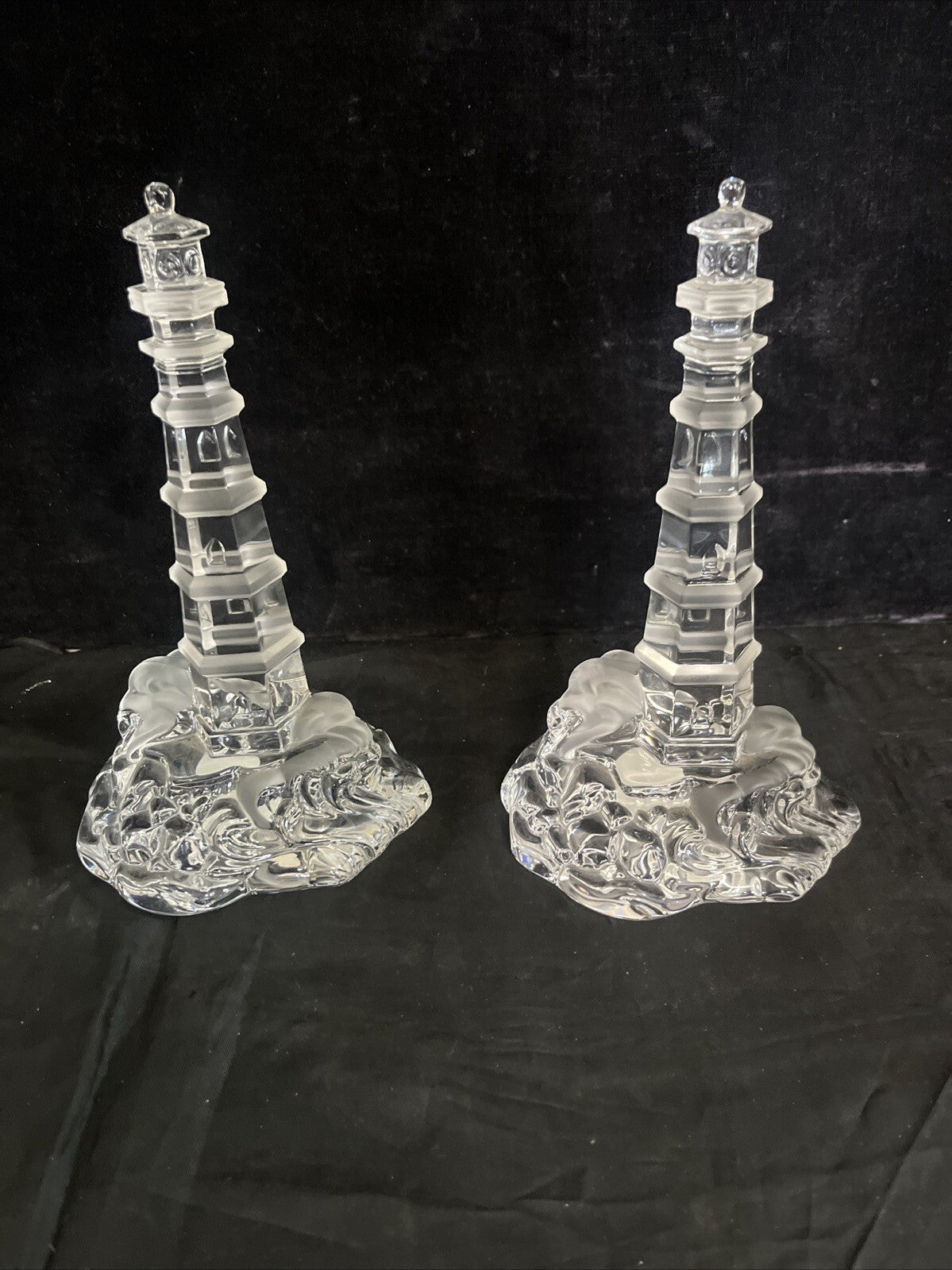 Pair of Lenox Light at Crystal Point Lighthouses 8" Height Pagoda Germany
