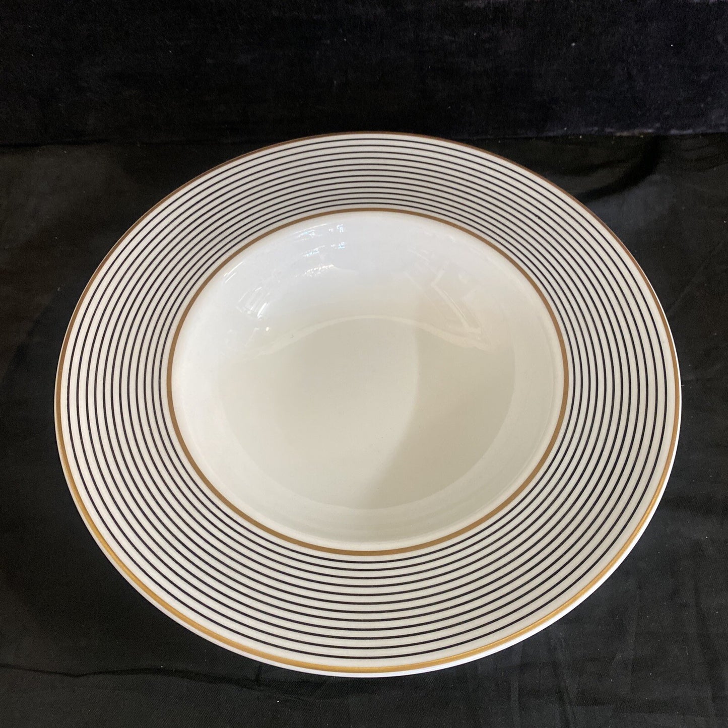 Raynaud Ceralene Crinoline Black 8 1/4" Rim Soup Bowl Limoges France 1990 BH235D