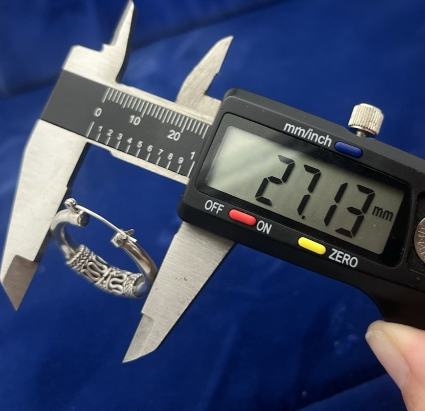 Vintage BA Suarti Bali Sterling Silver Textured Hoop Earrings