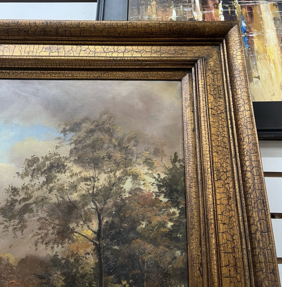 Large Agricultural Pastoral Cows Grazing Oil On Canvas Painting 58" x 70" CL6