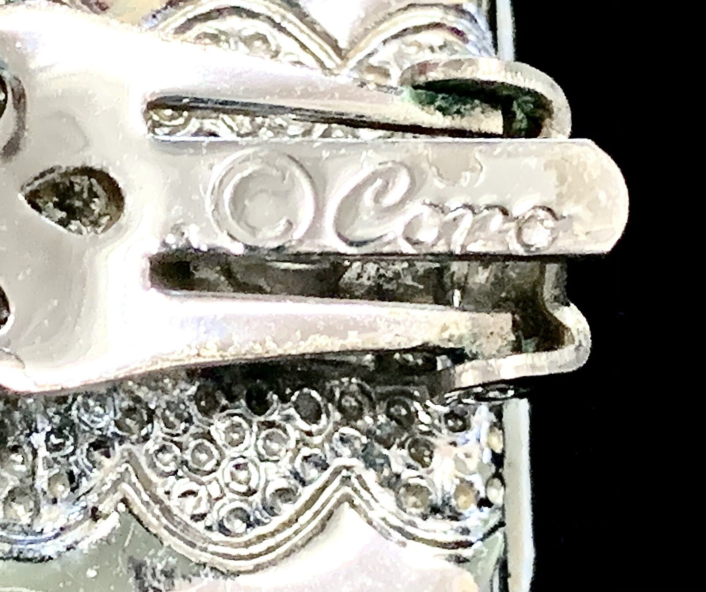 Rare Vtg Retro Signed Coro Blue Thermoset Silver Spikelet Clip Earrings MCM