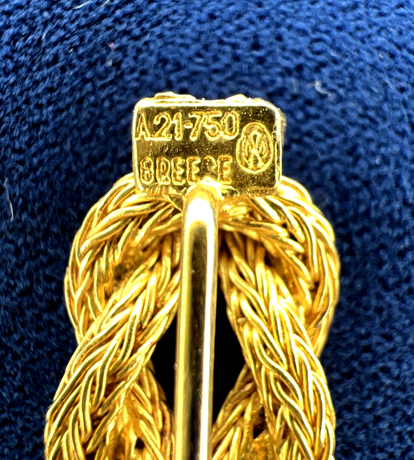 Rare Lalaounis 18k Gold Hercules Knot Stick Pin marked Greece 750, 4.14g TESTED