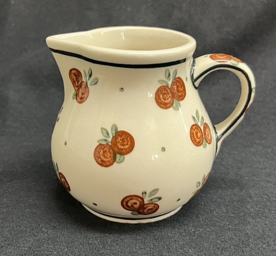 Boleslawiec Polish Pottery Sugar Bowl and Creamer Set w/ Tray, Wild Cherry