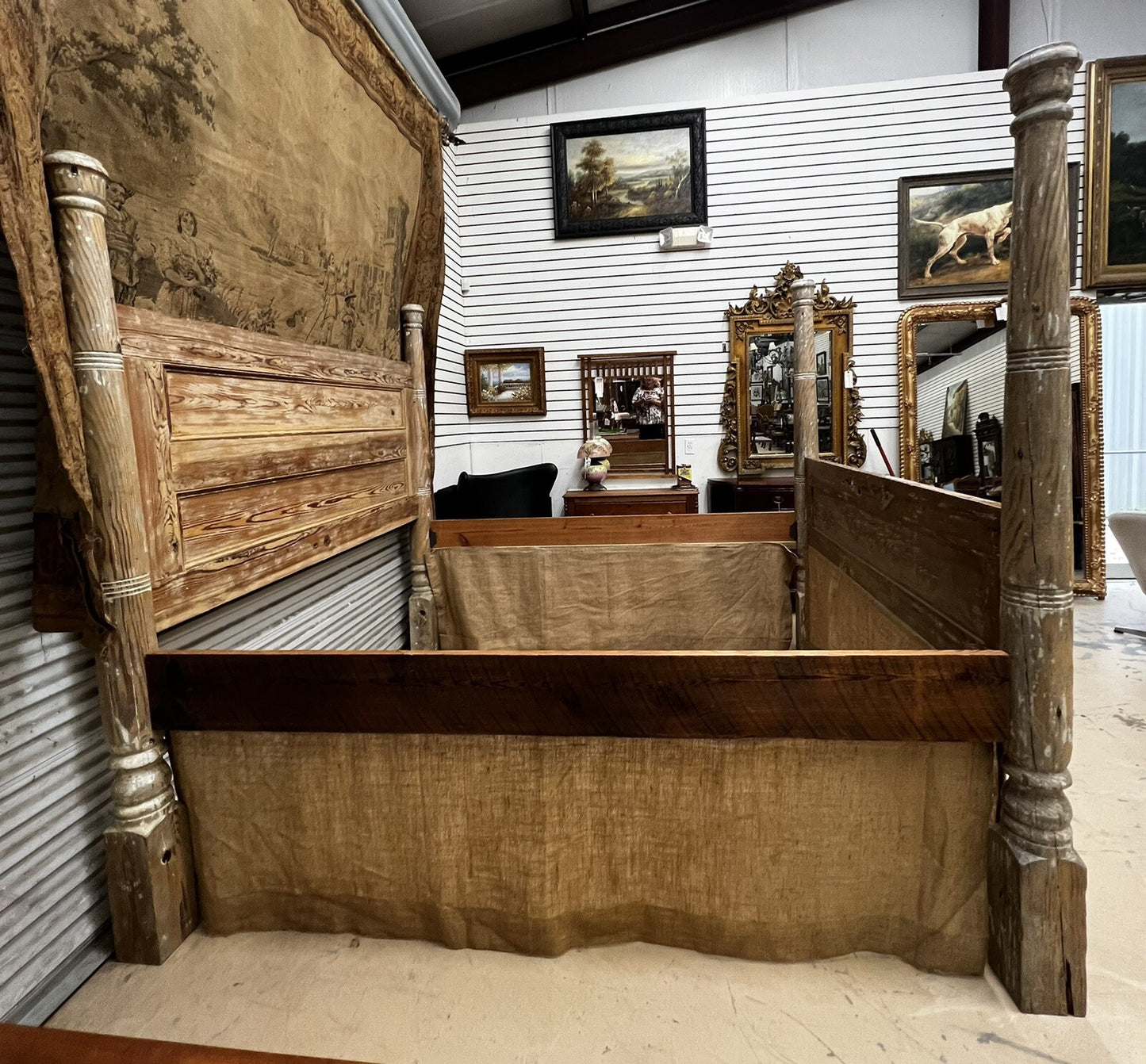 King Antique Handmade 4 Poster Bed from Alabama 4 Antebellum Porch Posts & Doors