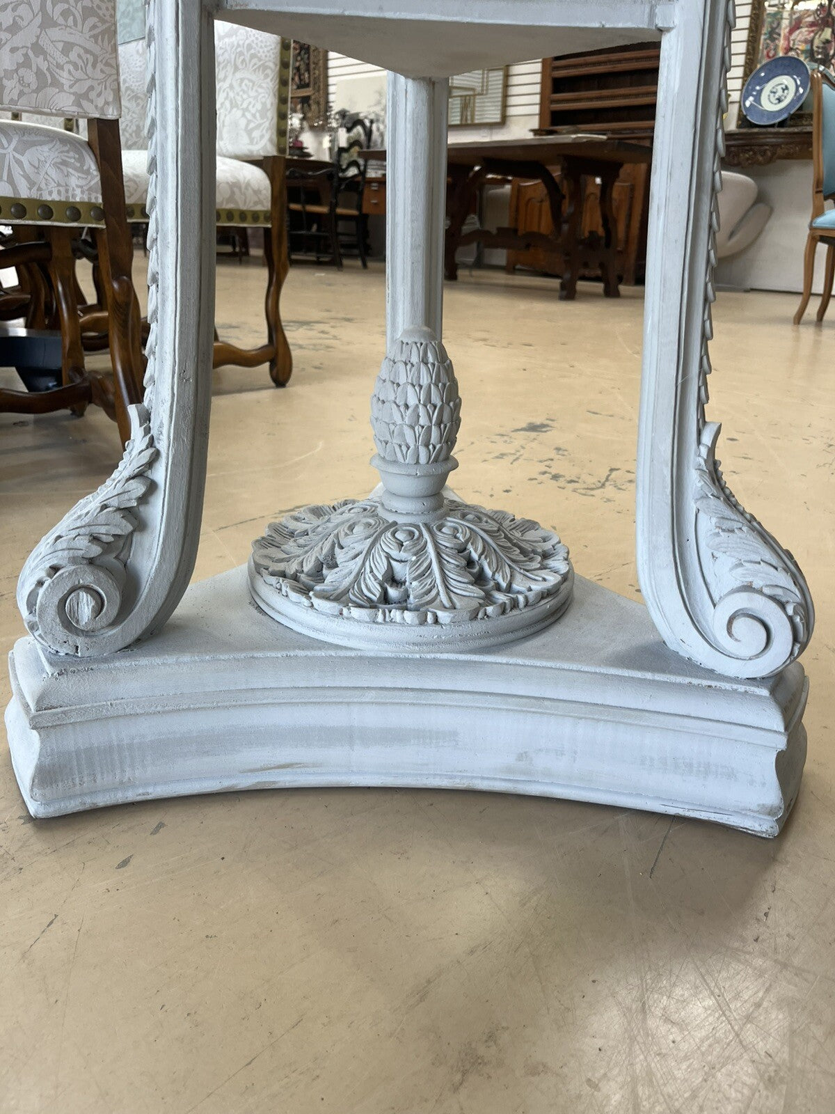 PAIR OF FRENCH LOUIS XIV GRAY-PAINTED TRIPOD JARDINIERES PLANTERS 51.5"H x 25"D