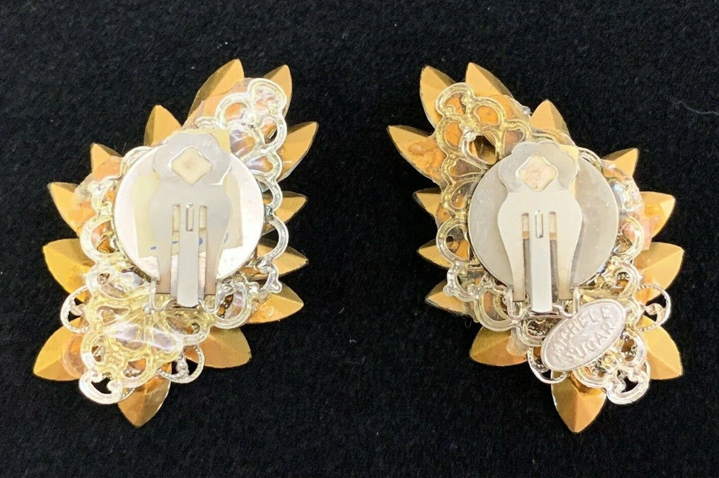 Michele Sugar Vintage Signed Statement Clip On Earrings Jewelry