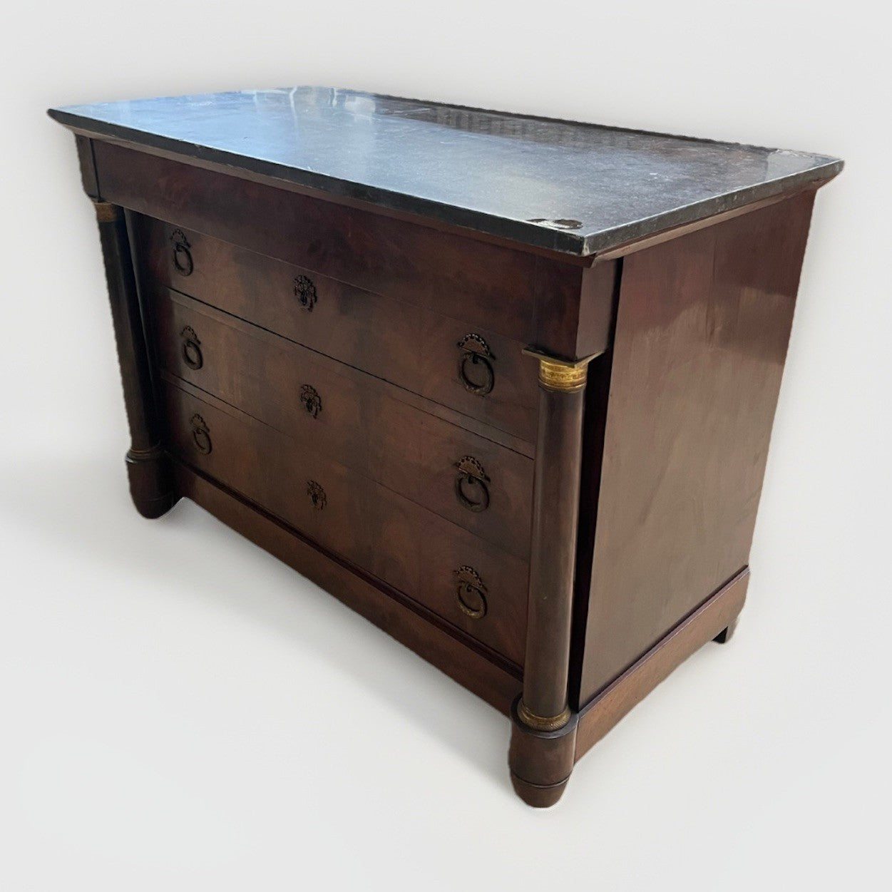 FRENCH EMPIRE MAHOGANY COMMODE, SIGNED P. PISTER, DATED 1819