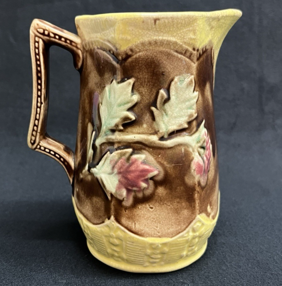Vintage Majolica Embossed Dogwood Flower Creamer/Jug/Pitcher 5"
