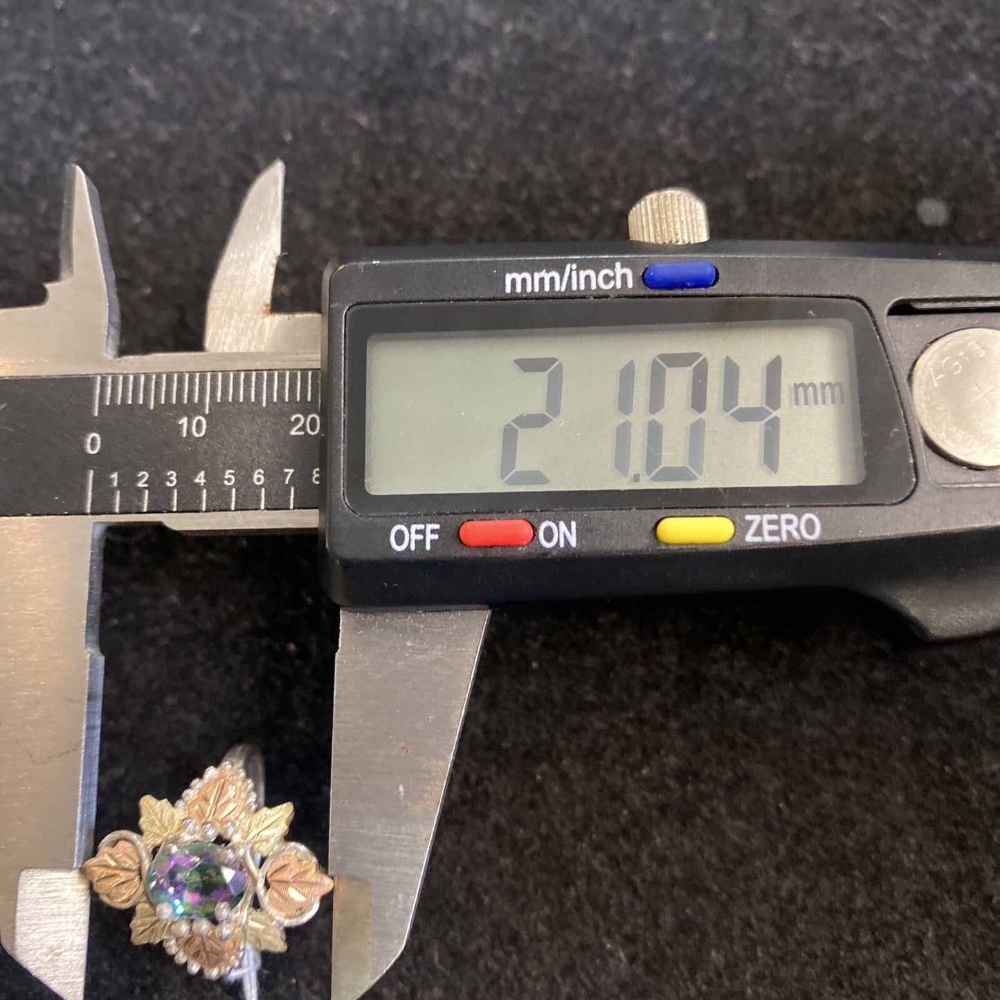 Sterling Silver 925  & Rose Gold Mystic Topaz Stone Leaf Ring Sz6.75 JM13