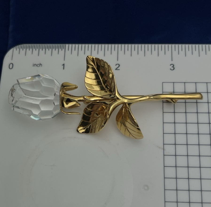 Swarovski Rose Brooch Gold Plated Clear Crystal “Memories Collection” Gorgeous!