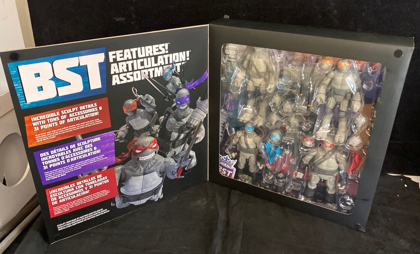 Teenage Mutant Ninja Turtles BST AXN Turtles IDW Comic Black & White SDCC 4 Pack