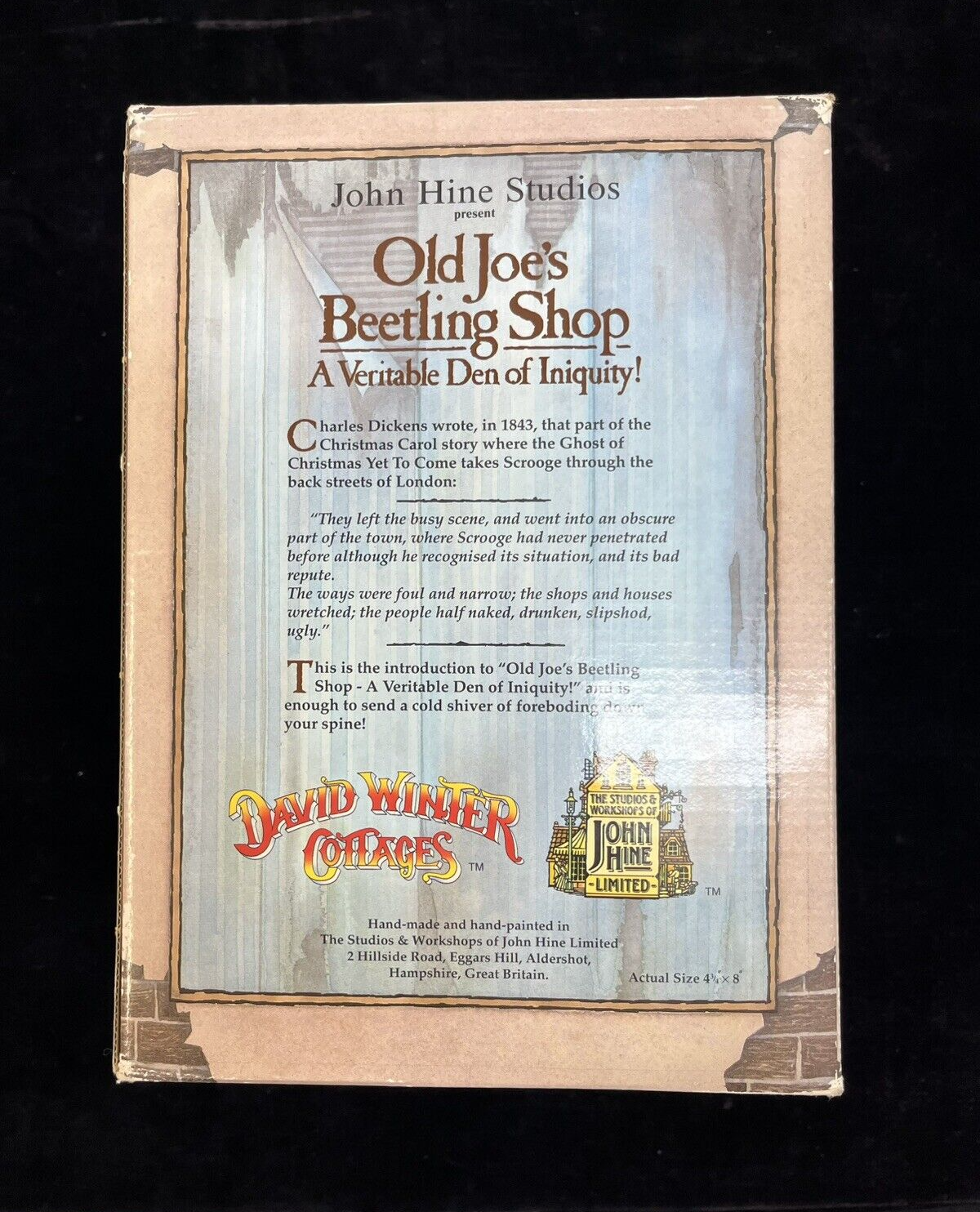 1993 CHRISTMAS SPECIAL DAVID WINTER COTTAGES "OLD JOE'S BEETLING SHOP" W/BOX
