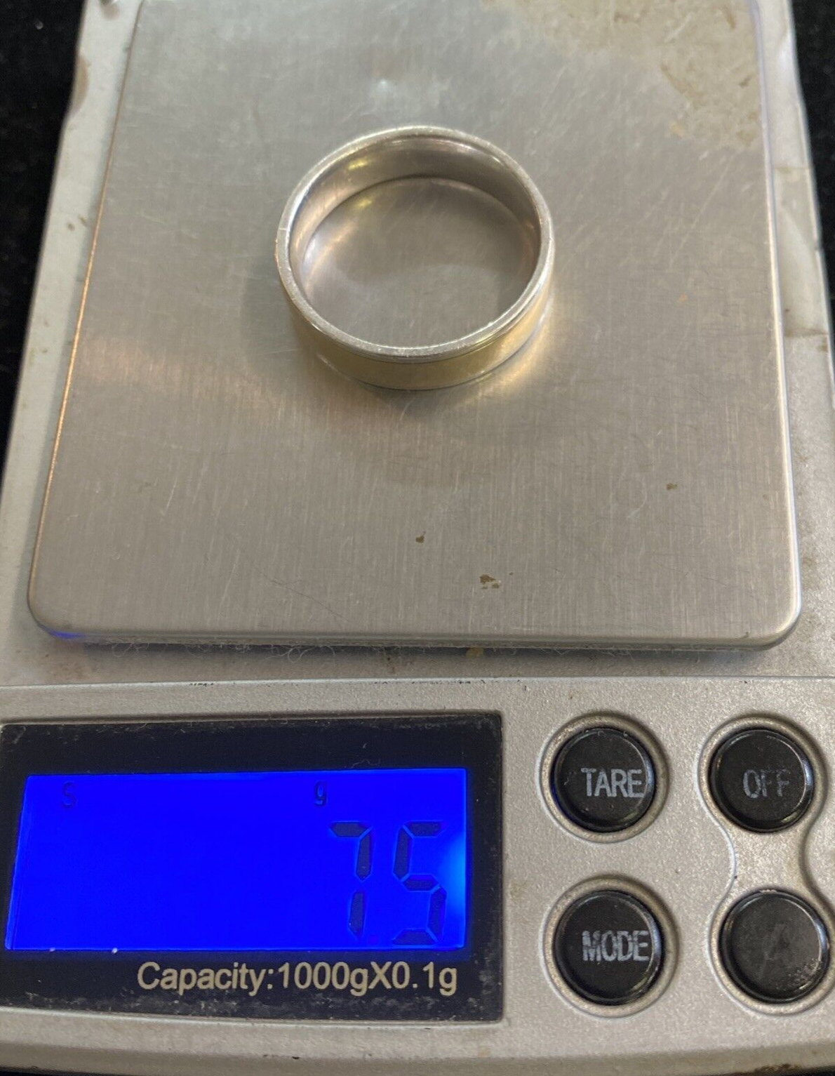 10k Yellow Gold & Sterling Silver Men's Ring Band Size 11.75 7.5g