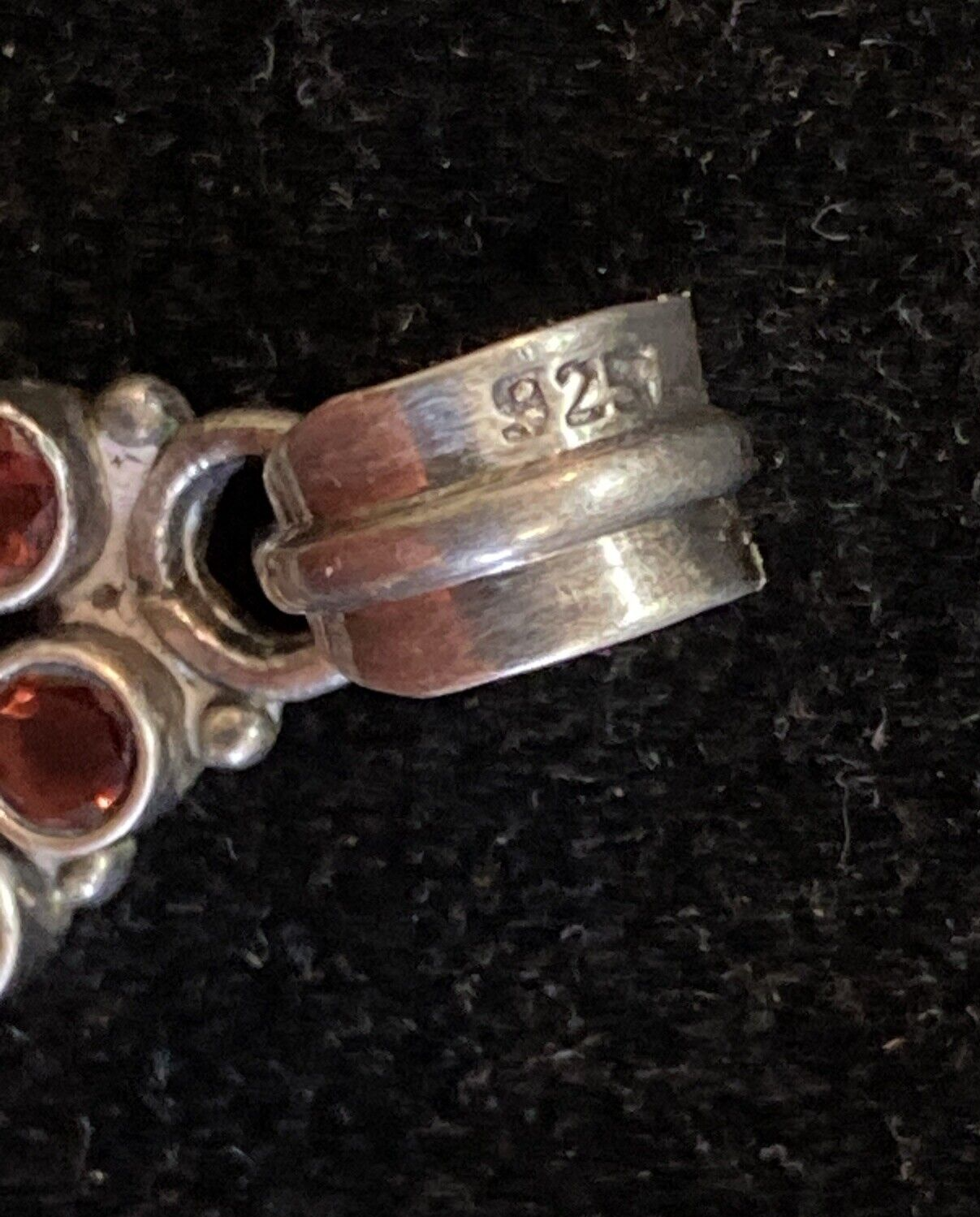 Sterling Silver 925 Garnet Stone Cross Pendant 20g