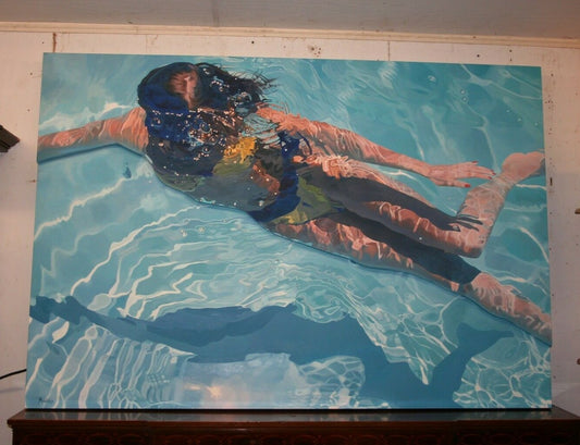 Jeannie Maddox Original Oil Painting "Masked Diver" 3D Gallery Wrap 70" x 48"