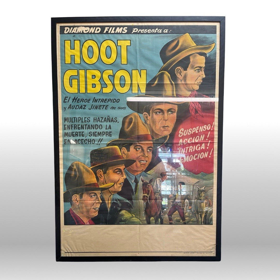 Framed "Diamond Films Presenta a: Hoot Gibson," Lithogaraph printed by Daneli