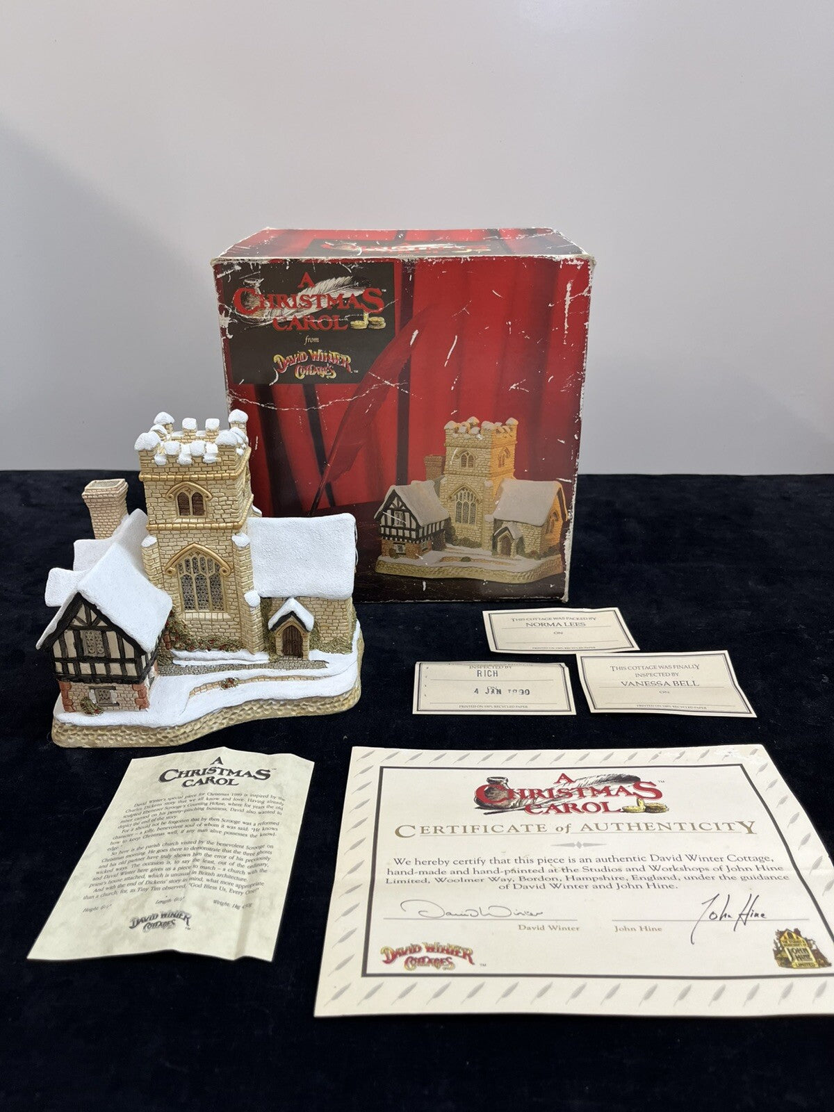 Vintage David Winter Cottage, A Christmas Carol, w/ box, 1989,
