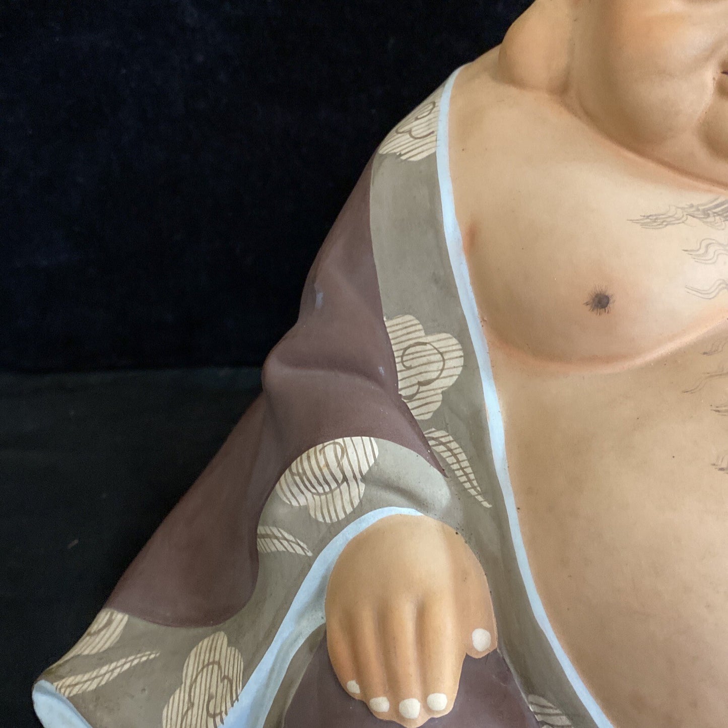 VTG Hakata Mimasu Doll Japan Large 12" Hand Painted Clay Buddha