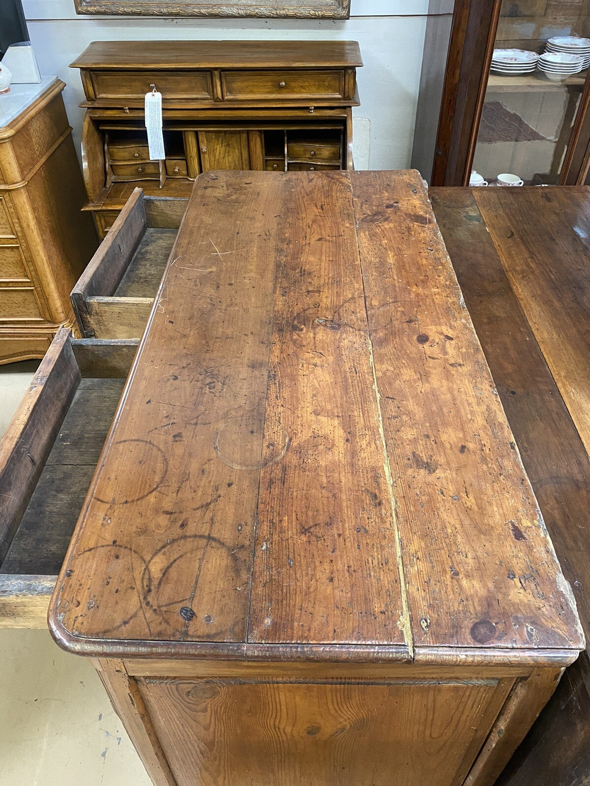 French Provincial Louis XV Cherry Chest Commode Cabinet Buffet Sideboard 1800's