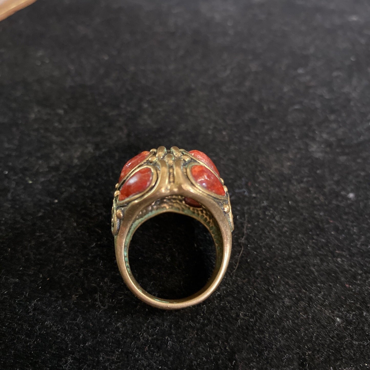 Barse Thailand Bronze Coral Statement Ring Sz. 7.75 With 10 Stones