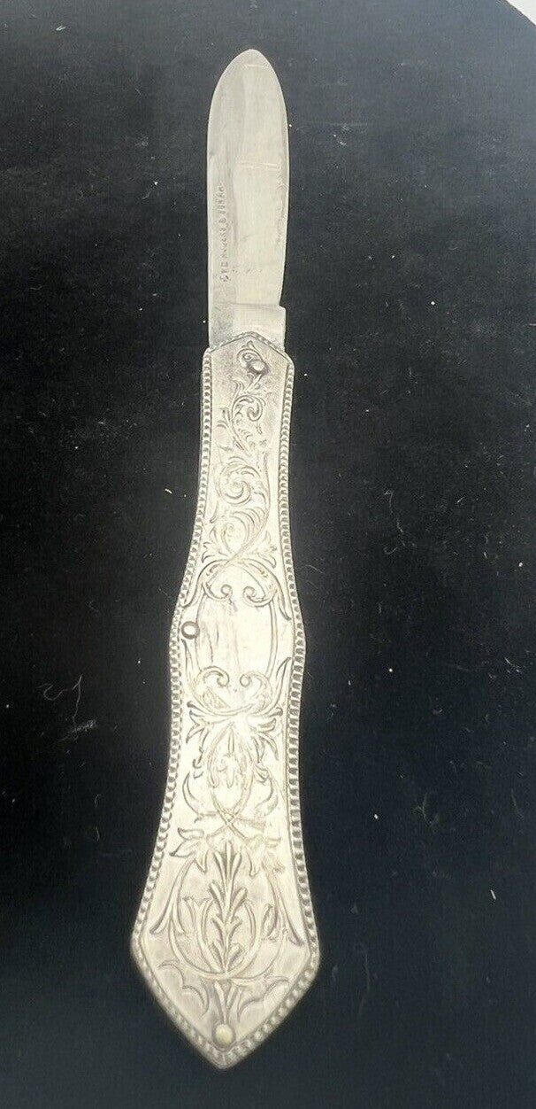 Antique Wm William Rogers Sterling Folding Fruit Knife 1890's Orig Box Seaman NY