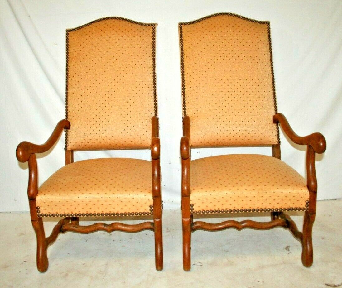 Pair of Antique French Walnut Sheep Bone Chairs Os du Mouton