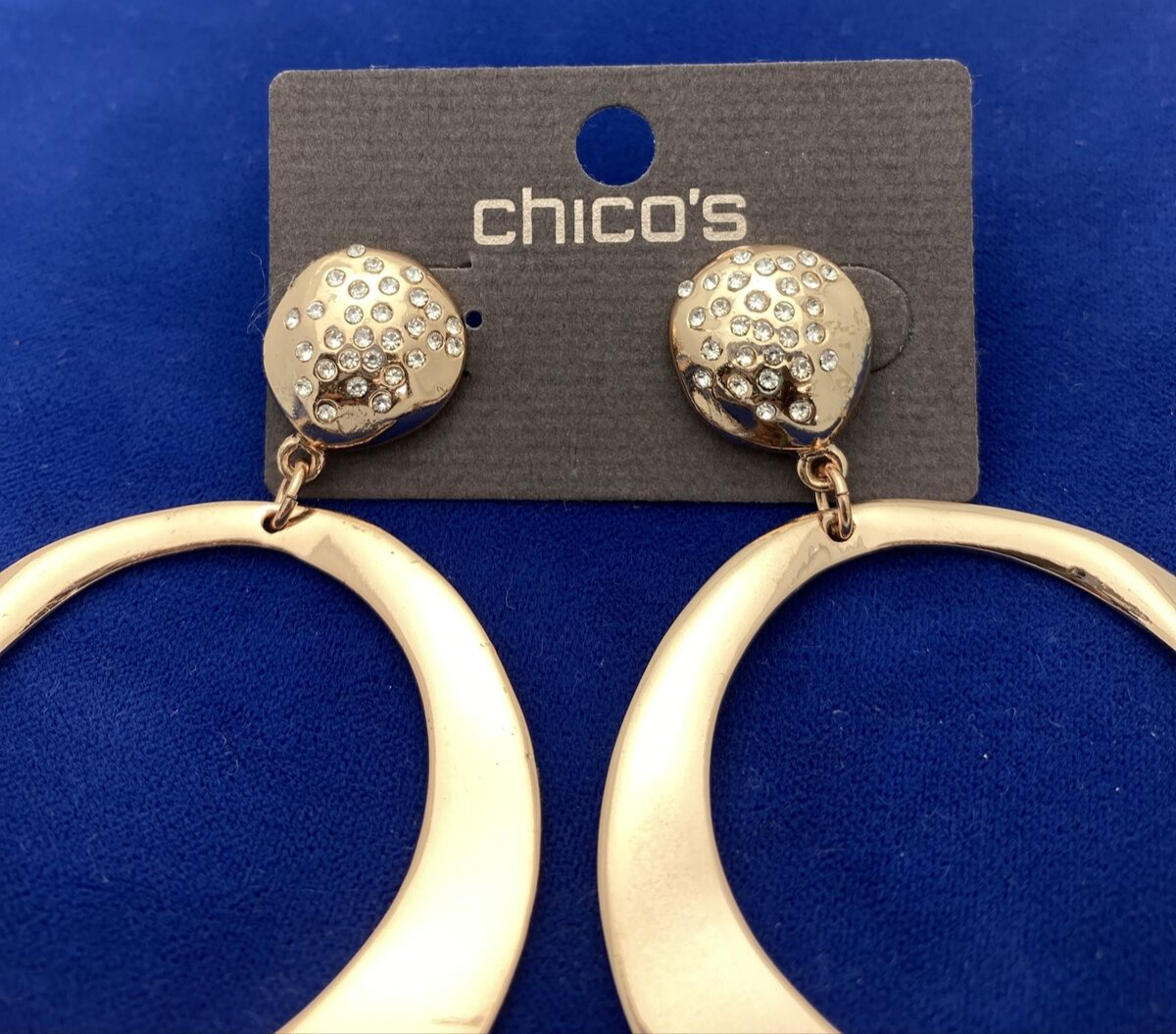 Chicos Rose Gold Tone Dangle Earrings Pierced Original Card MSRP $35