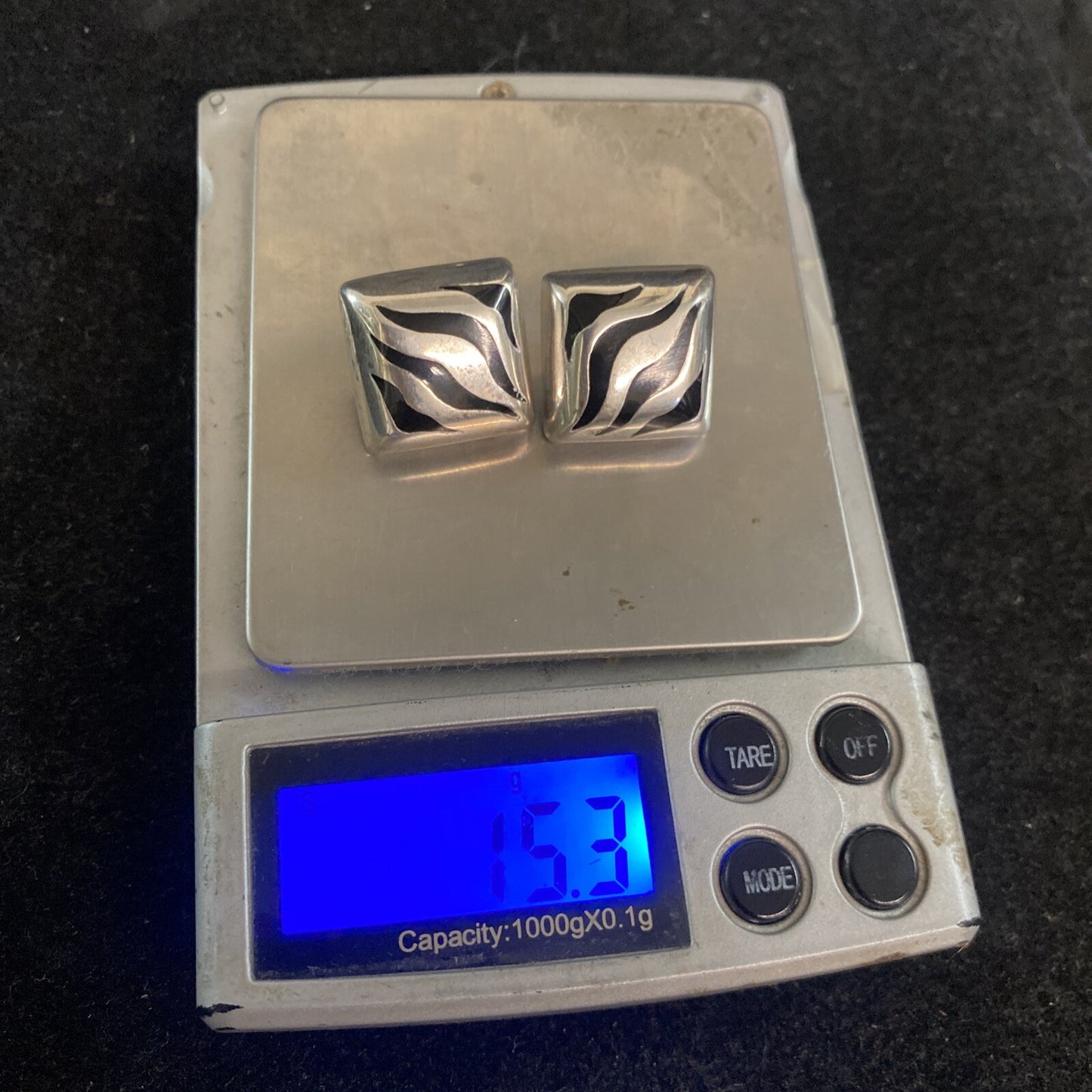 Sterling Silver 925 Square Stud Earrings 15.3g