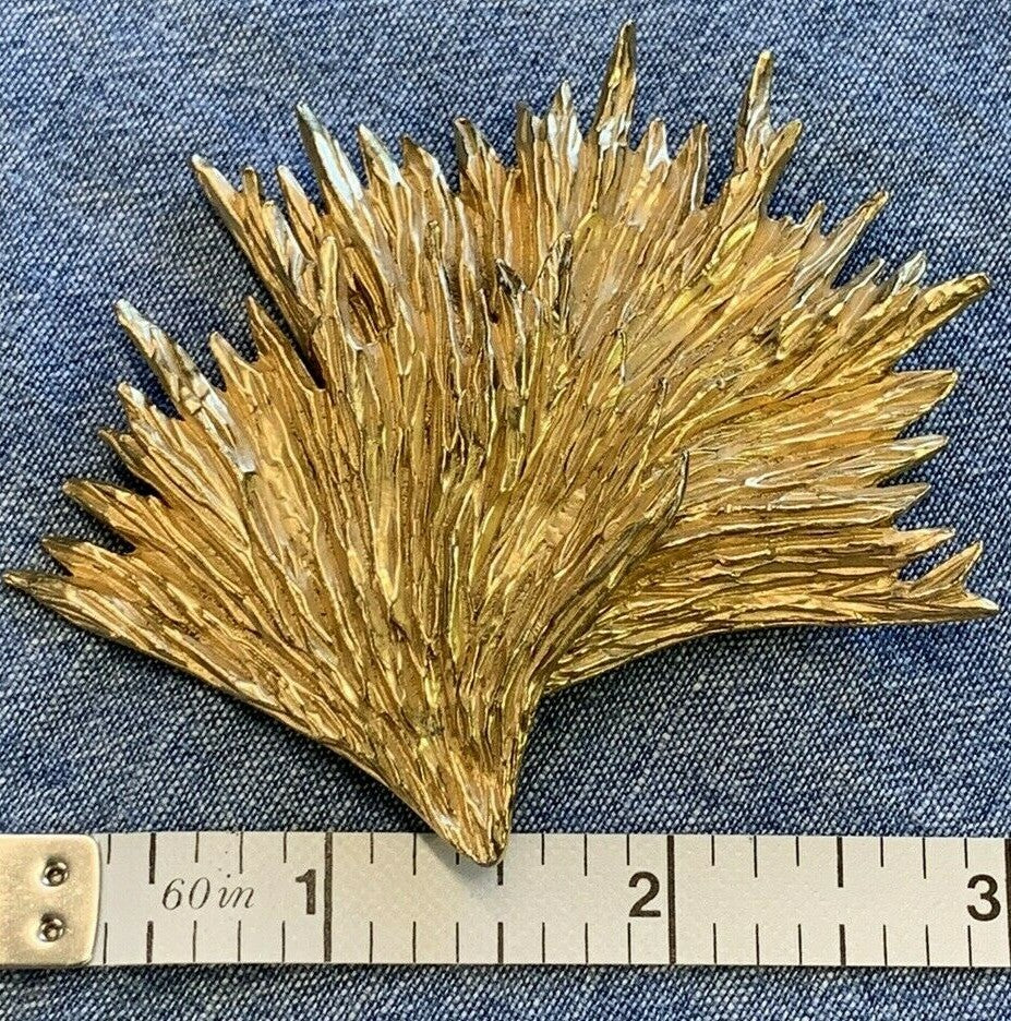Signed Ledo Gold Large Abstract Avant Garde MCM 1950's Vintage Brooch  Pin