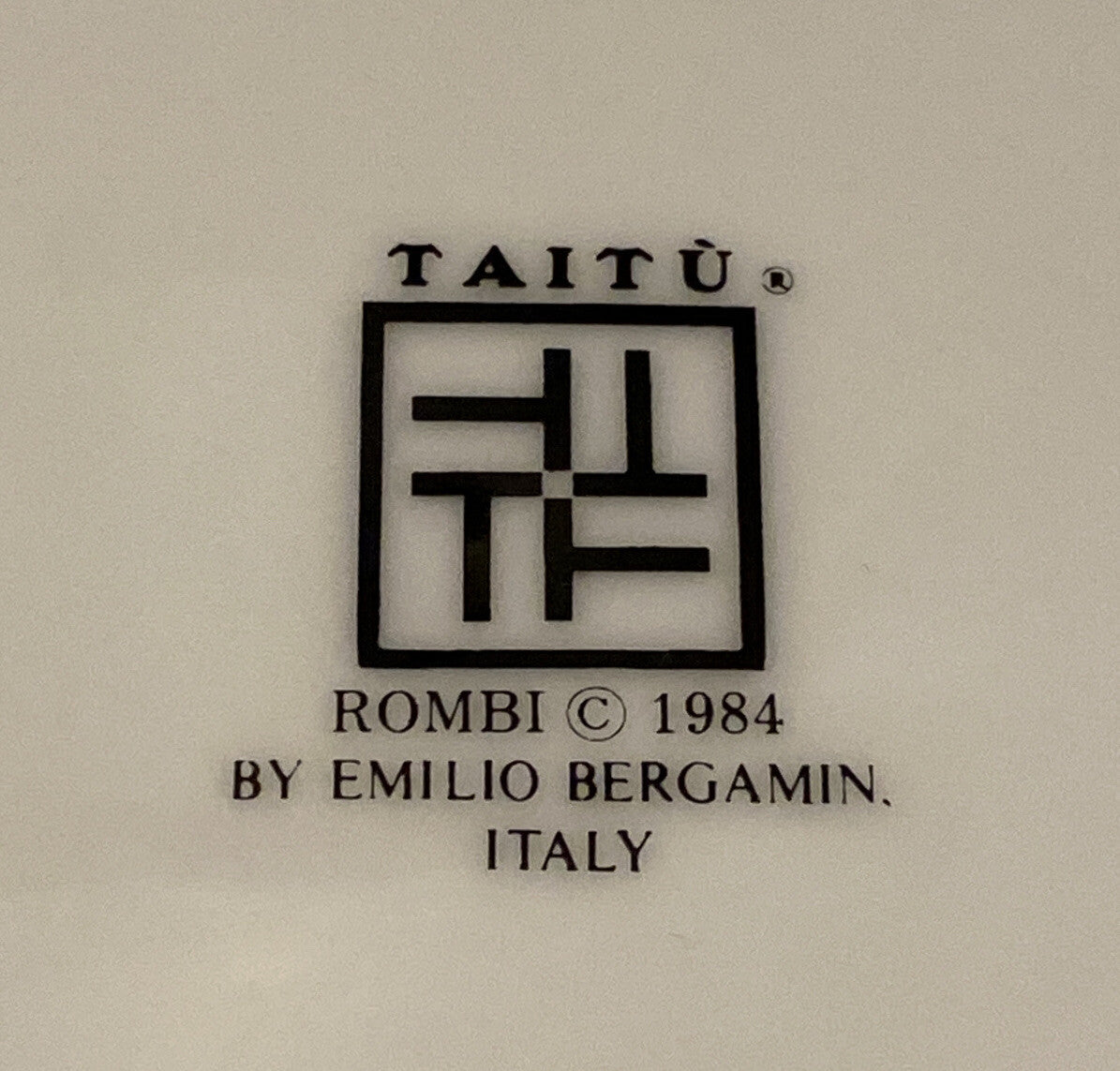 Taitu “Rombi”  Italy Emilio Bergamin 10 3/8” Dinner Plates 1984 Set Of 2