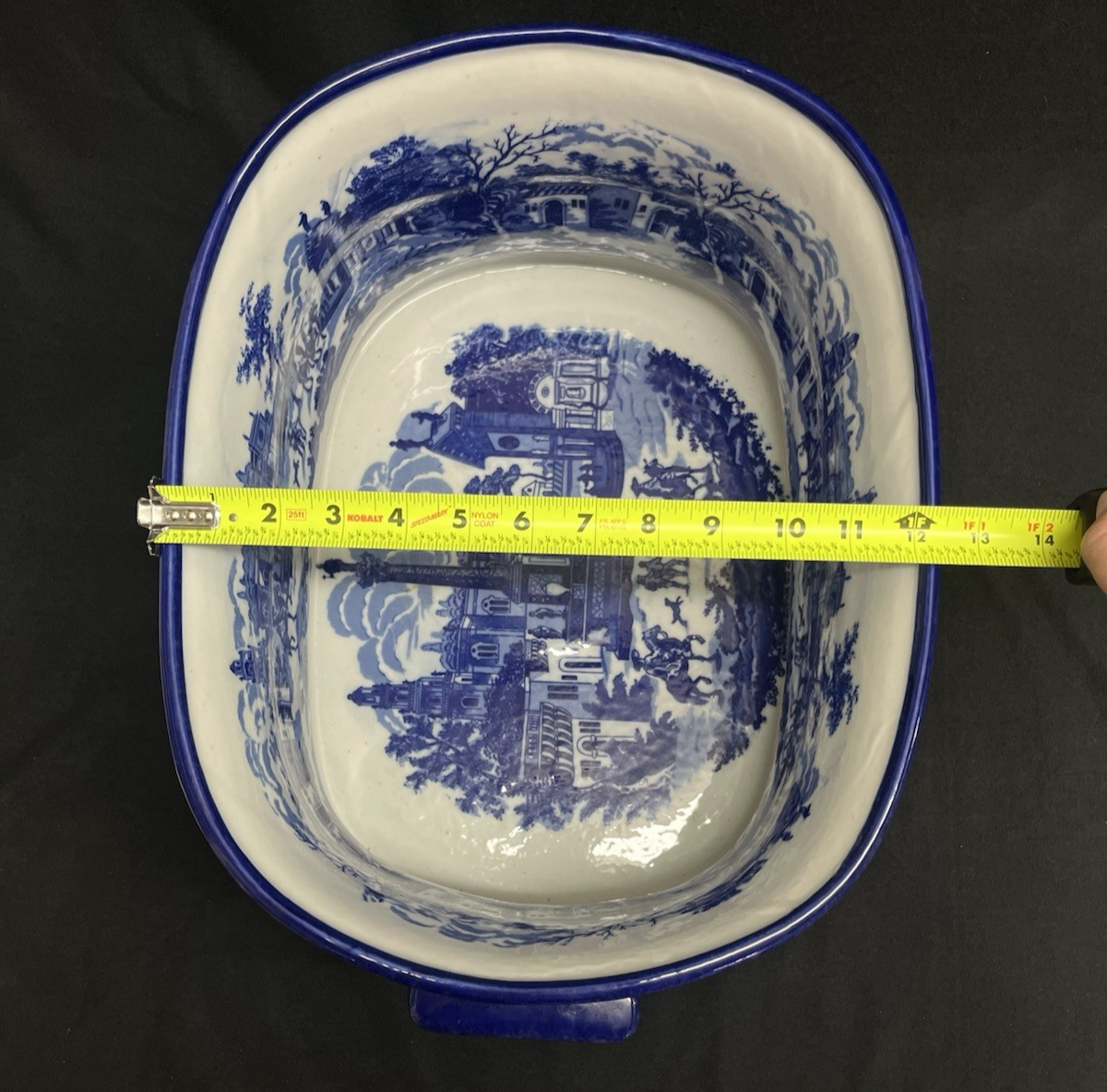 Victoria Ware Ironstone Chinoiserie Blue & White Porcelain Foot Bath 18" PB3