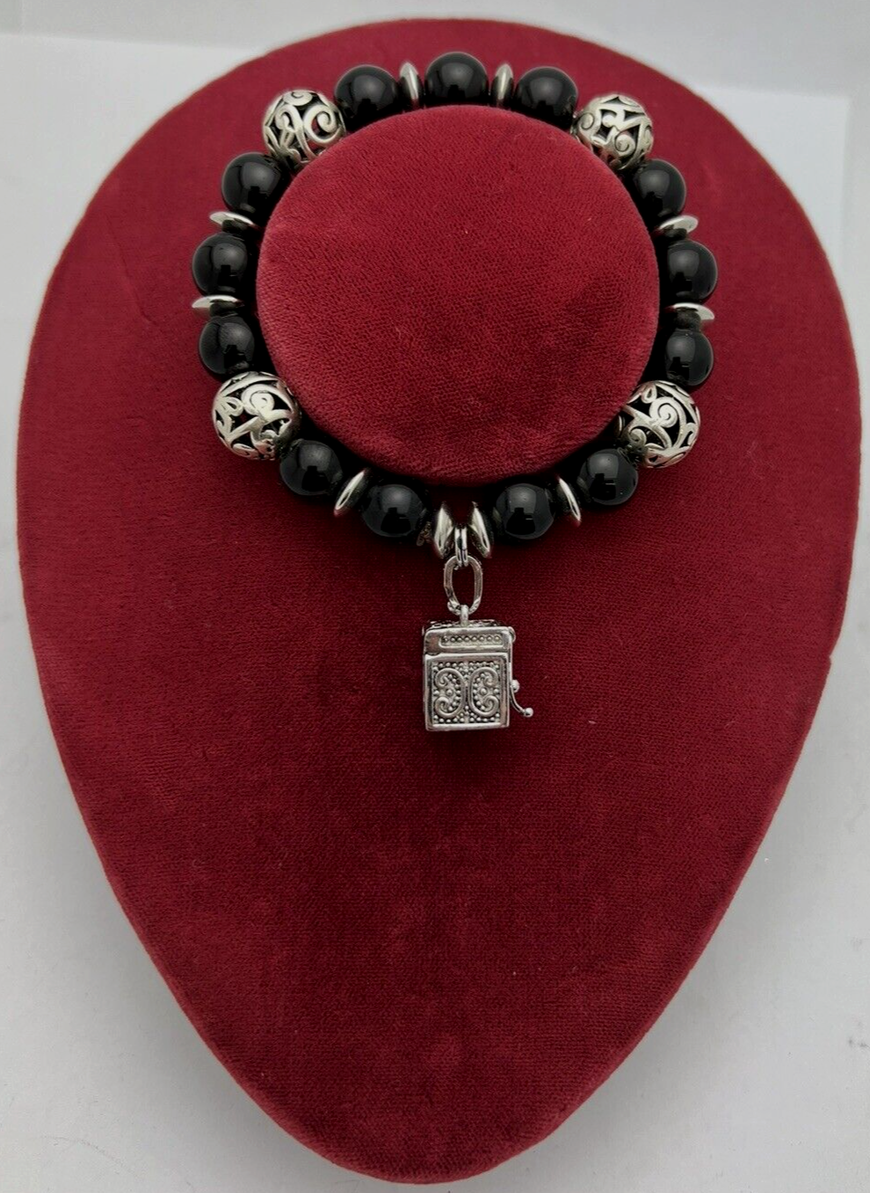 Prayer Box Bracelet Black Silver New Stretch Alexa's Angels Women