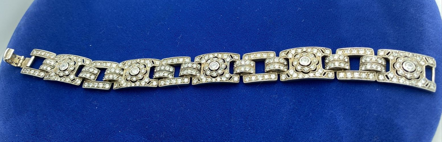 Vintage Sterling Diamante Rhinestone 7.5 "  Bracelet looks like diamonds