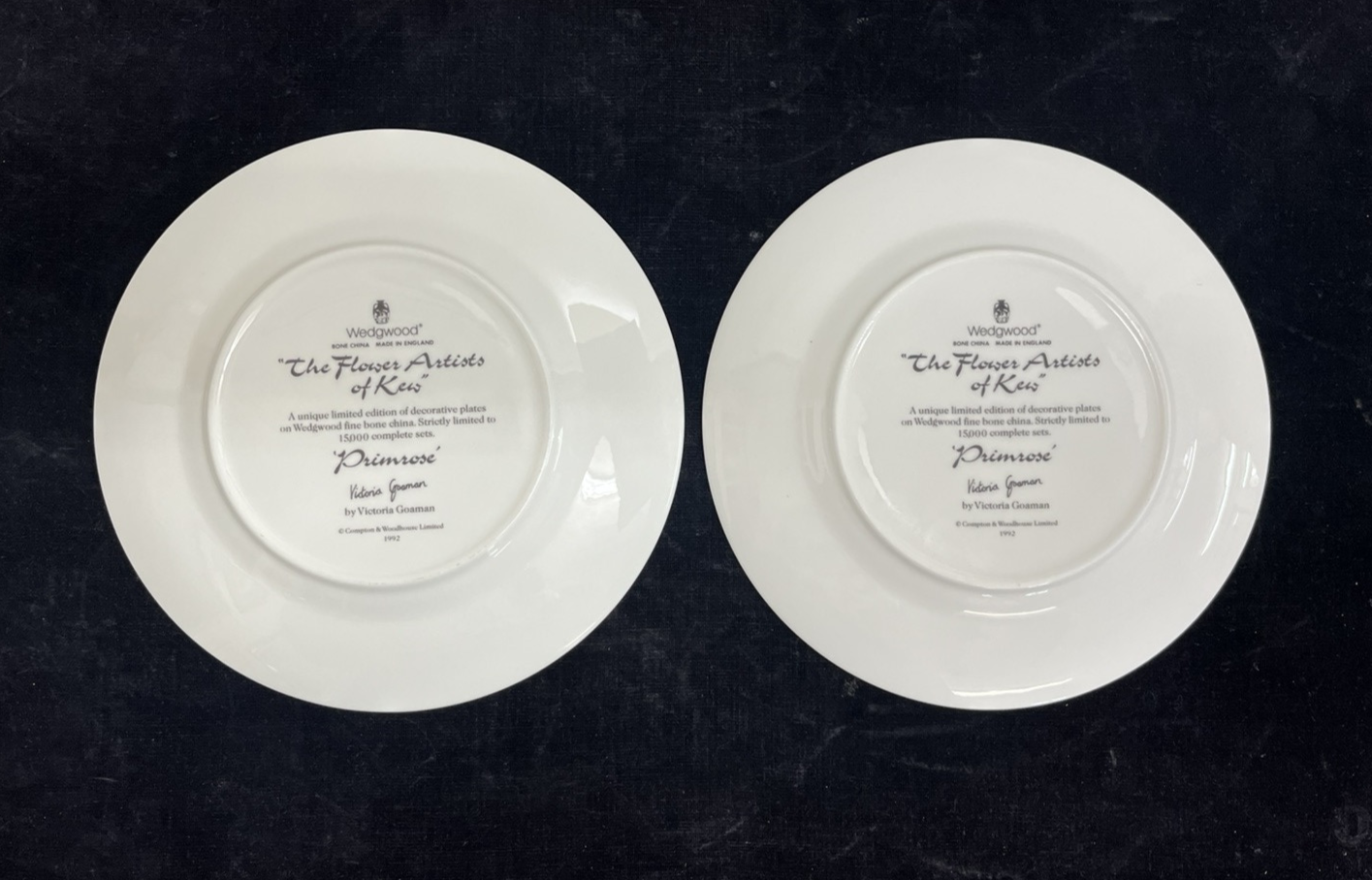 Wedgwood "The Flower Artists of Kew" Primrose Plates Set of 2 - 8.25"