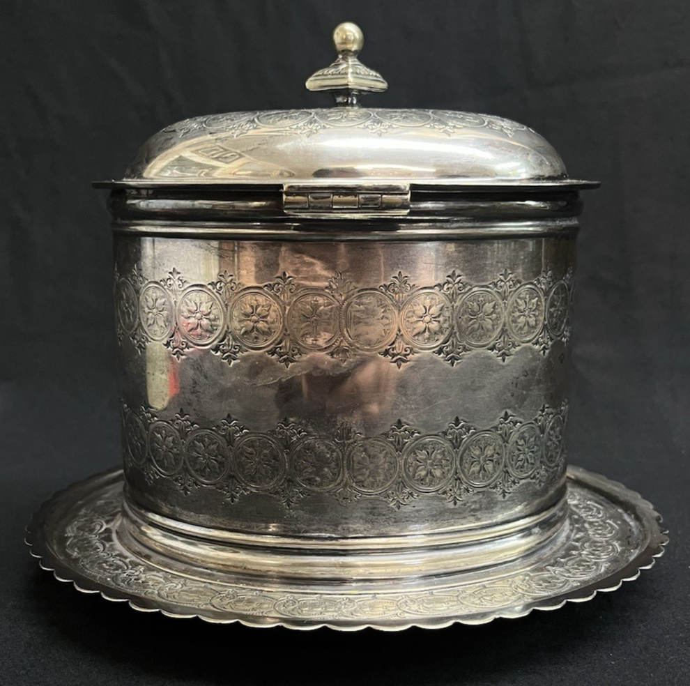 Antique Fenton Brothers Sheffield Silverplate English Biscuit Barrel 7 1/8"