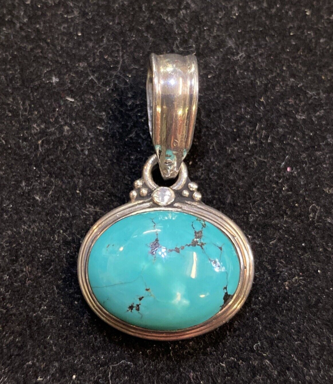 925 Sterling Silver Turquoise Gemstone Pendant 11.2g