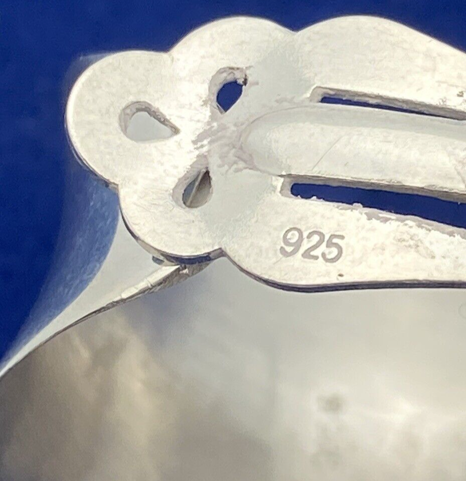 Vintage Sterling Silver Wide Half Hoop Clip On Earrings Marked 925