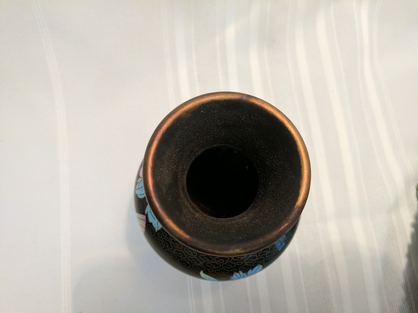 Antique pair Chinese cloisonne floral vases