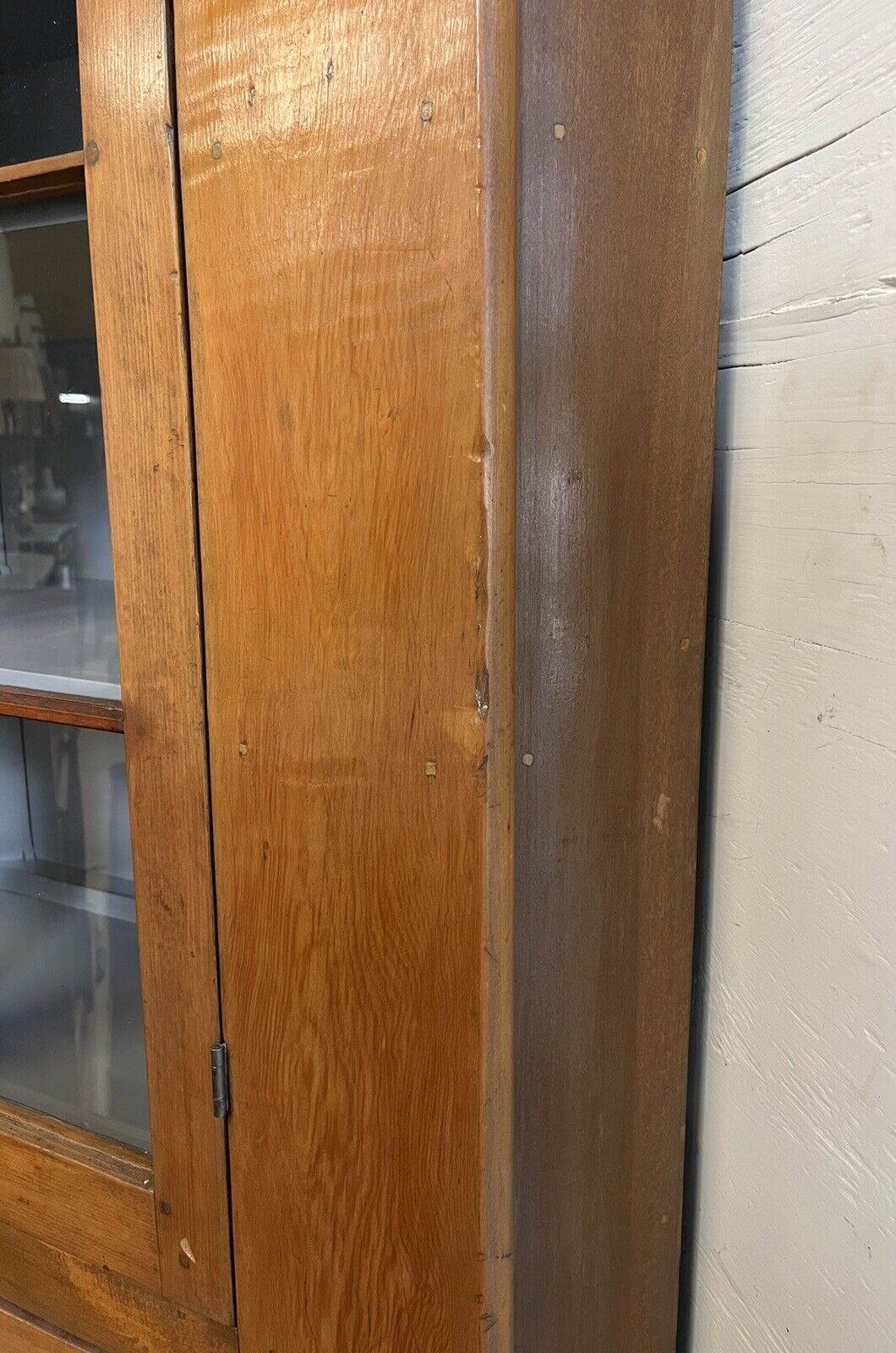 AMERICAN FEDERAL PINE & MAPLE CORNER CUPBOARD 81.5" High