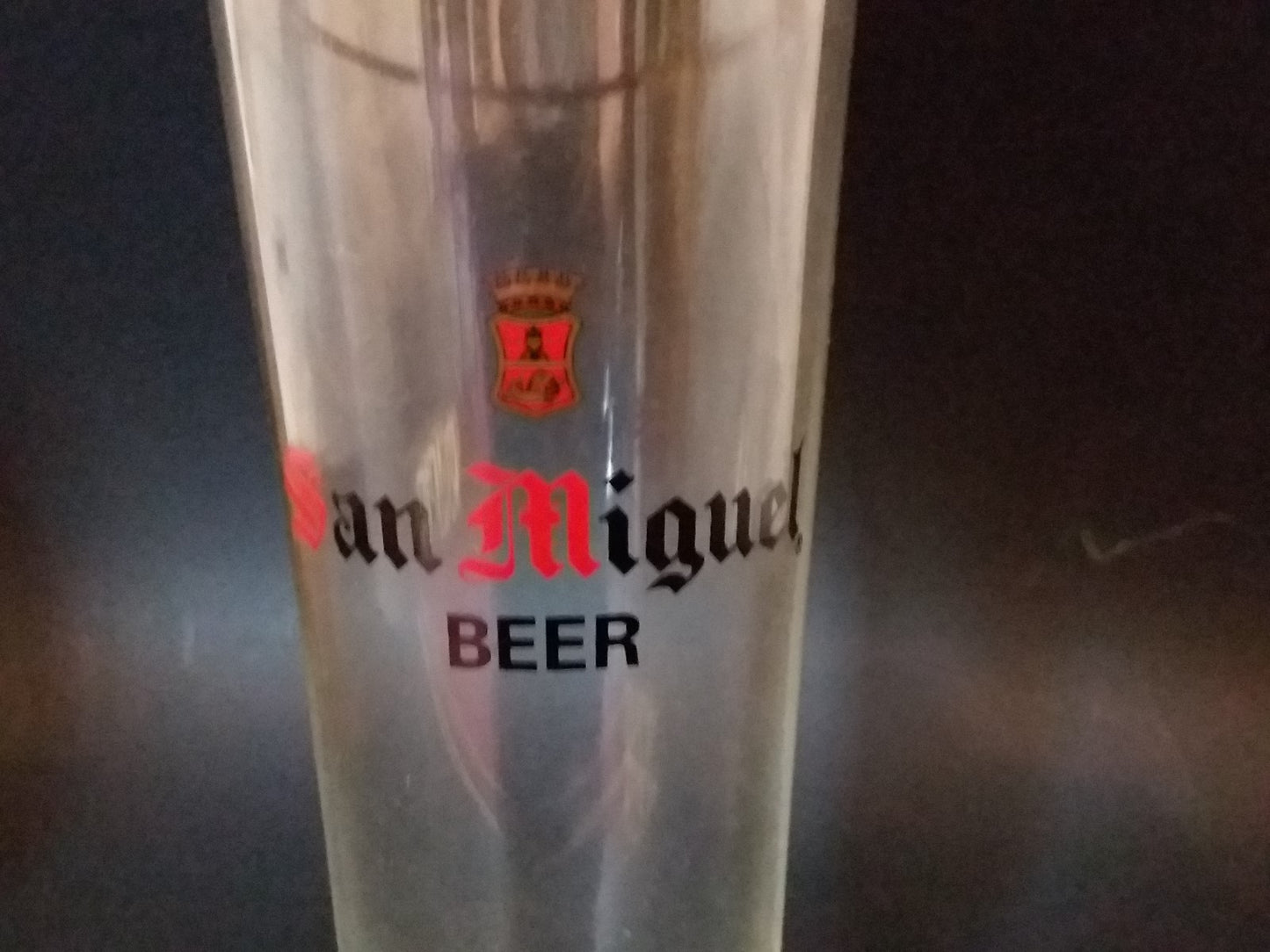 San Miguel Beer glass gold rim with certificate 7.5''